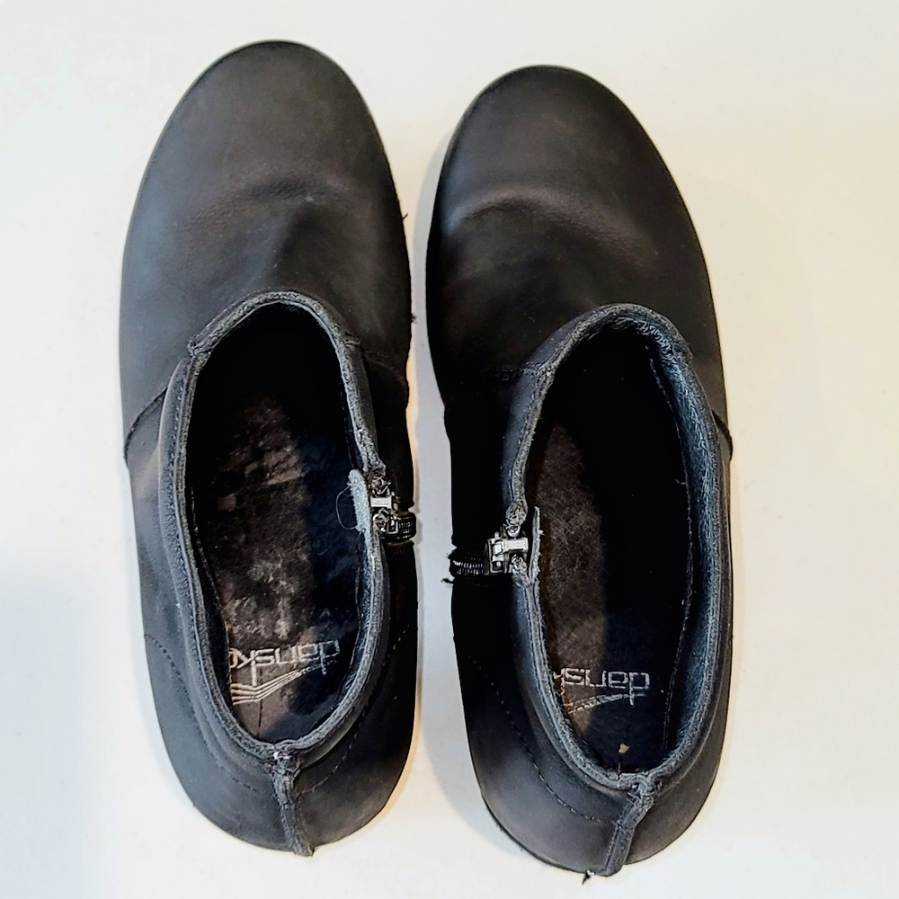 Dansko Black Leather Mules with Tan Wooden Heel - Picture 9 of 14